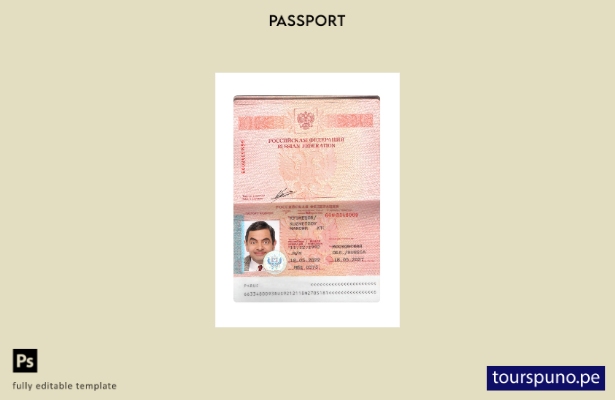 listo para imprimir plantilla prenet de pasaporte de Rusia
